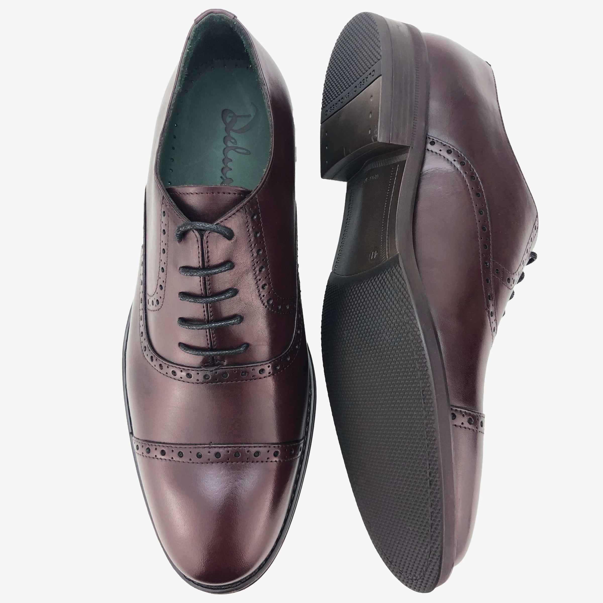 CH01-019  - Chaussure Cuir Bordeaux - deluxe-maroc