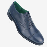 CH01-019  - Chaussure Cuir Grainé bleu - deluxe-maroc