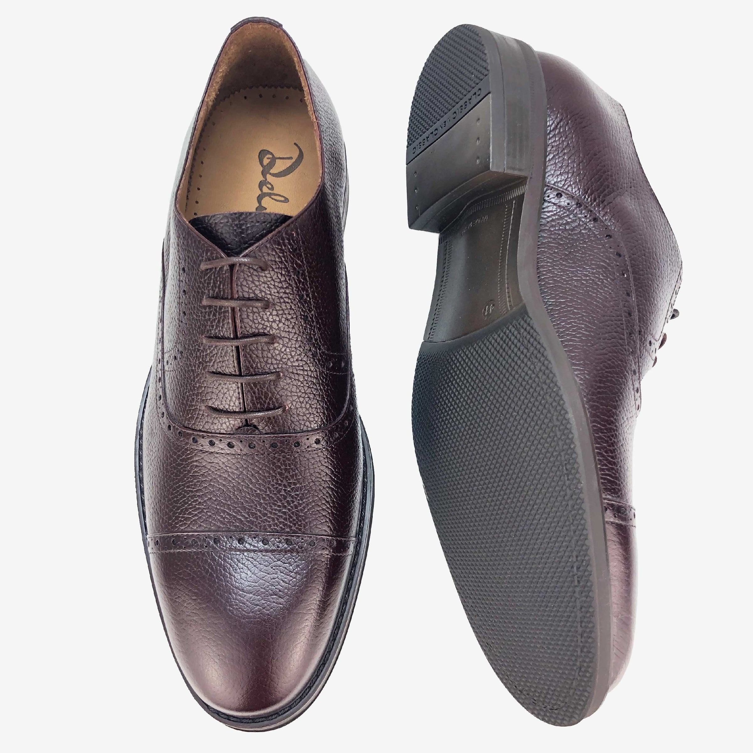 CH01-019  - Chaussure Cuir Graine Bordeaux - deluxe-maroc