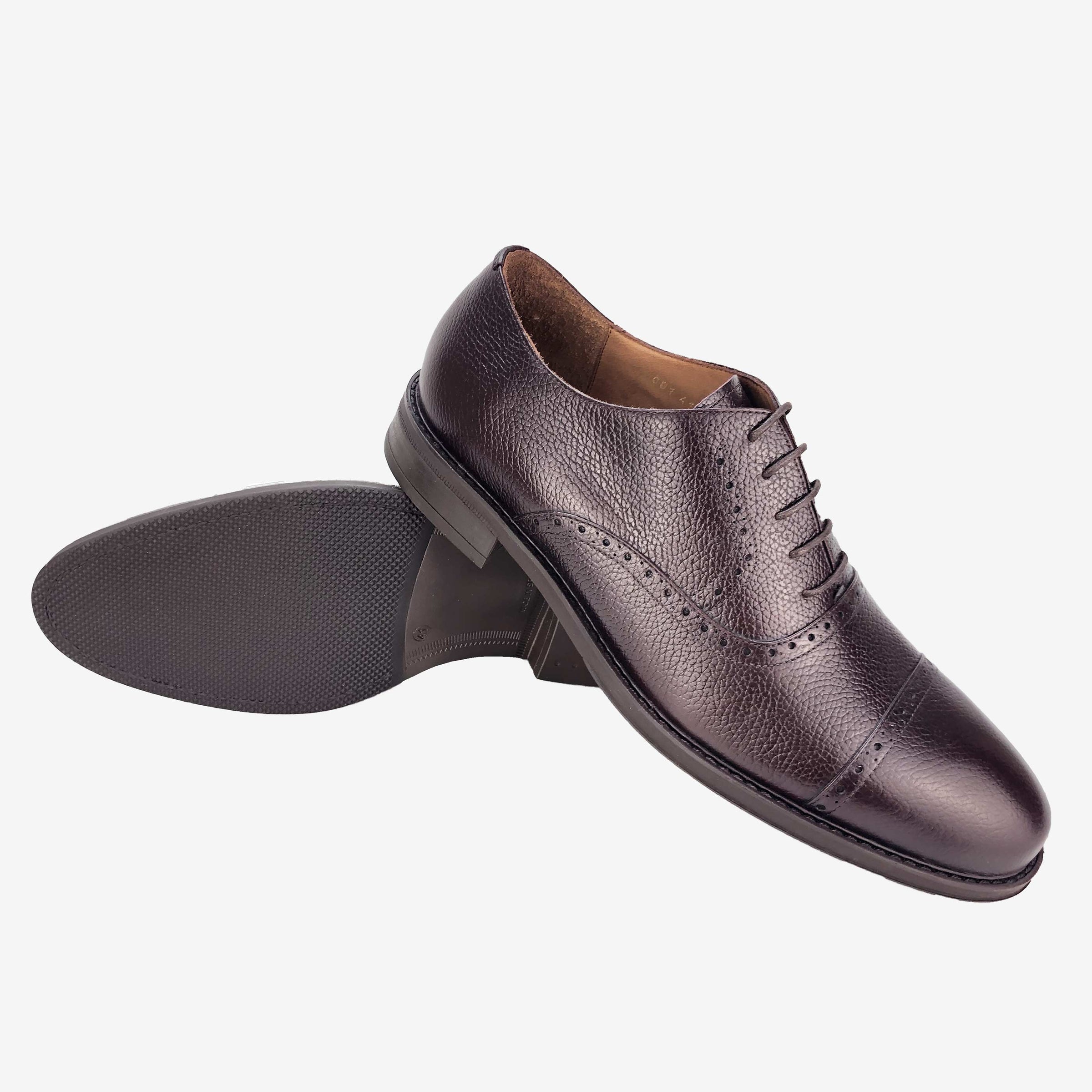 CH01-019  - Chaussure Cuir Graine Bordeaux - deluxe-maroc