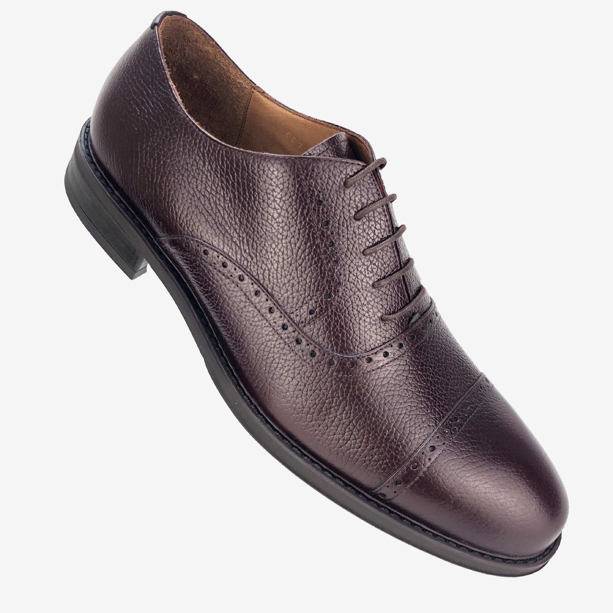 CH01-019  - Chaussure Cuir Graine Bordeaux - deluxe-maroc